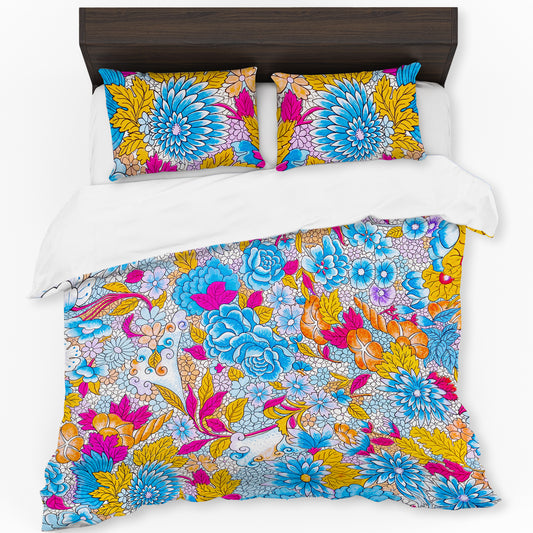 Painted Colourfull Floral Duvet Cover Set