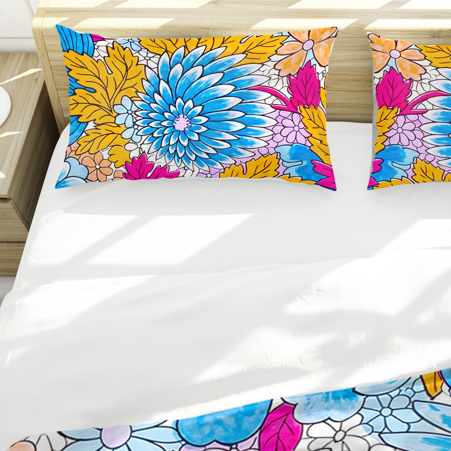 Painted Colourfull Floral Duvet Cover Set