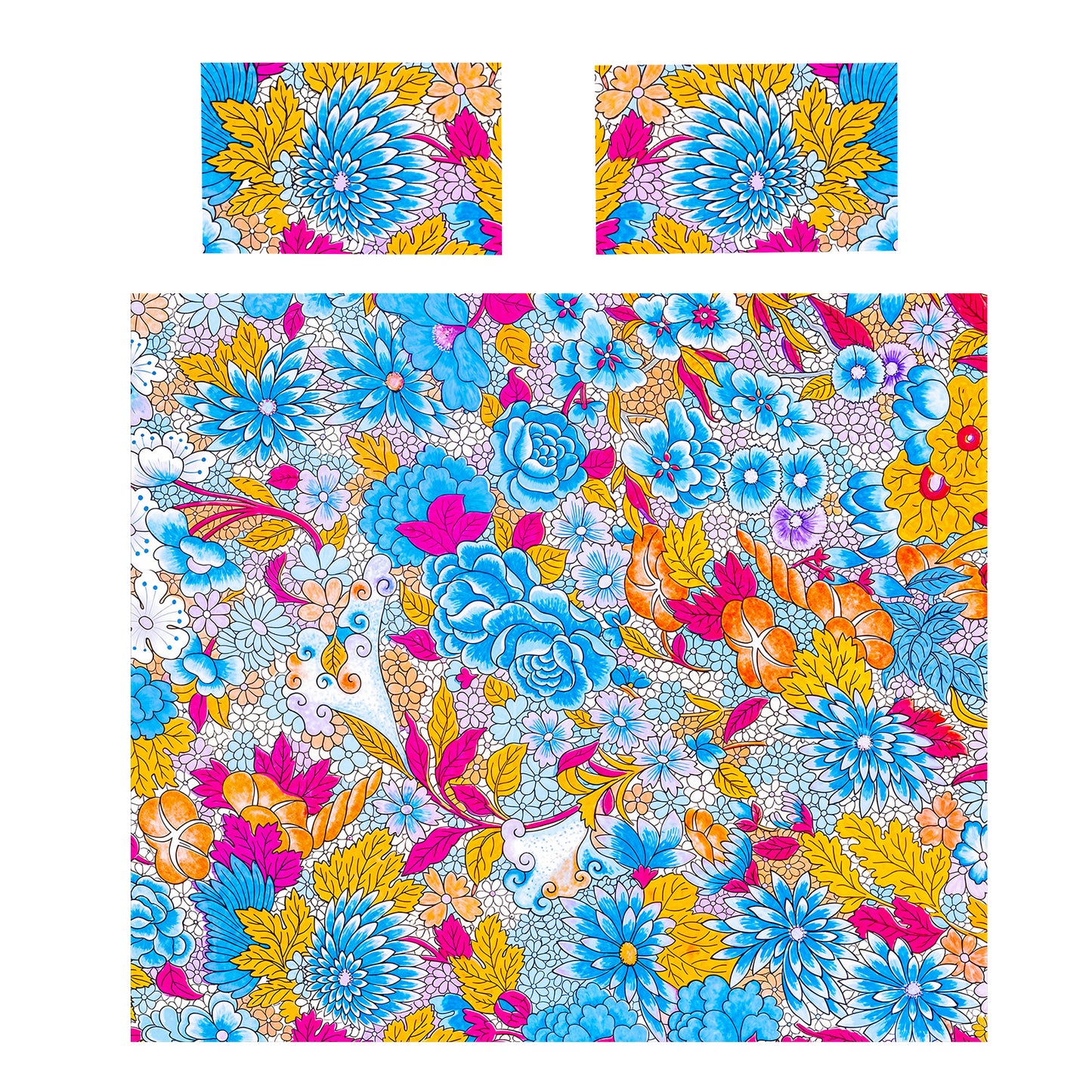 Painted Colourfull Floral Duvet Cover Set