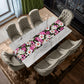 Painted Cosmos Flowers on Black Table Runner By Mark van Vuuren
