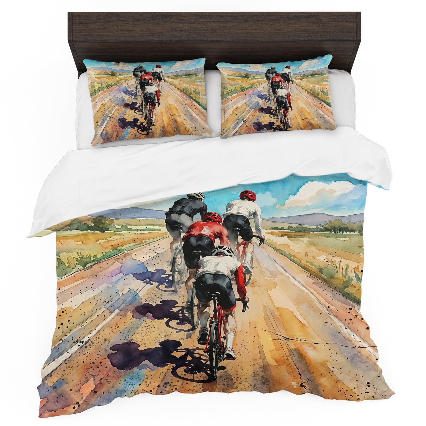 Painted Cross Country Bikes Duvet Cover Set