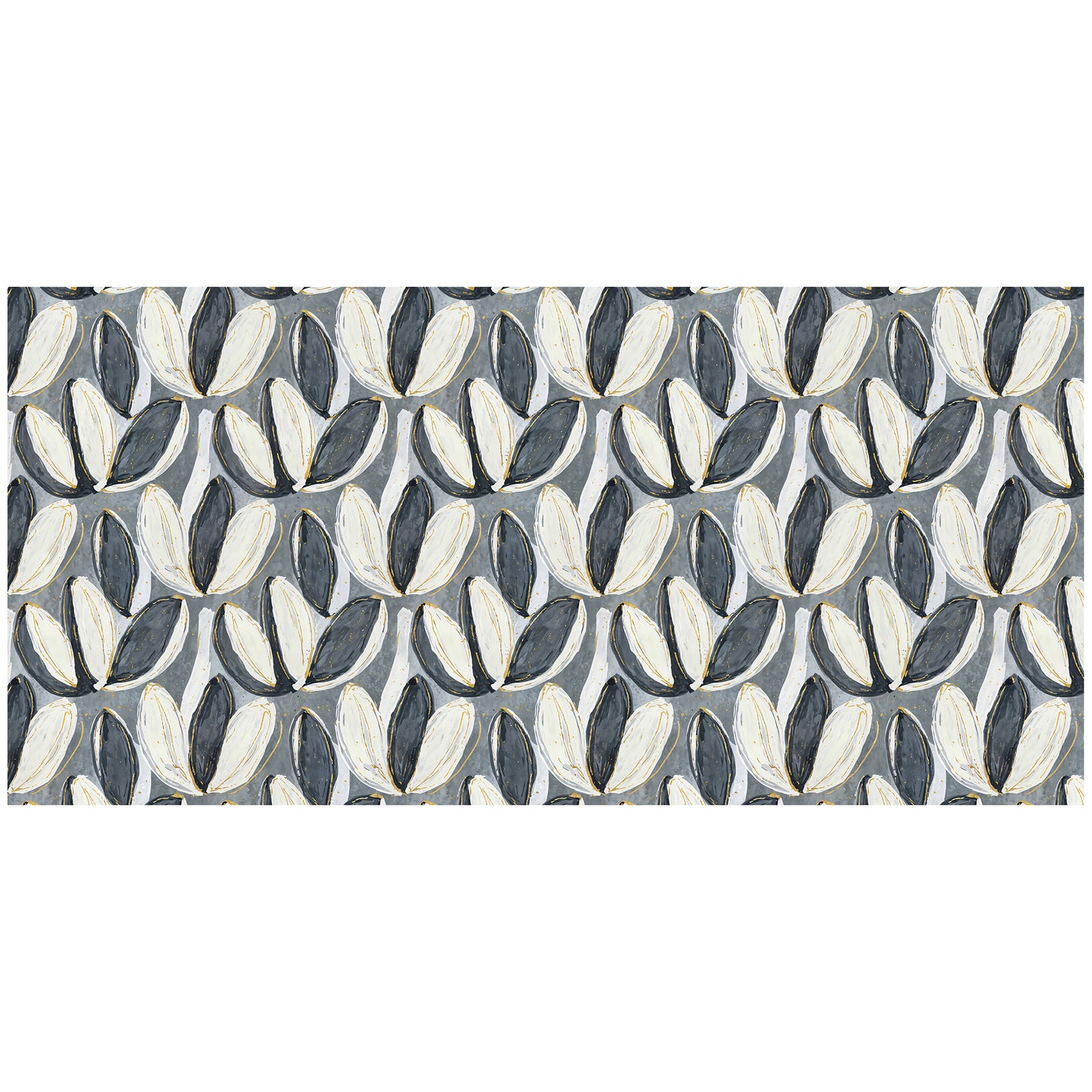 Painted Grey & White Tulips 3m Rectangle Tablecloth