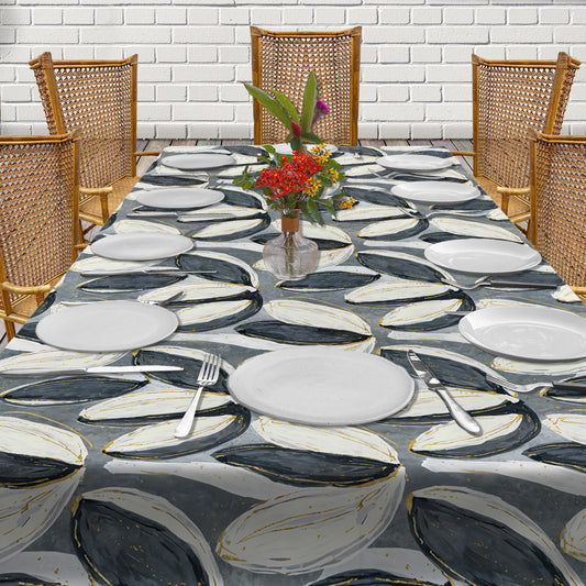 Painted Grey & White Tulips 3m Rectangle Tablecloth