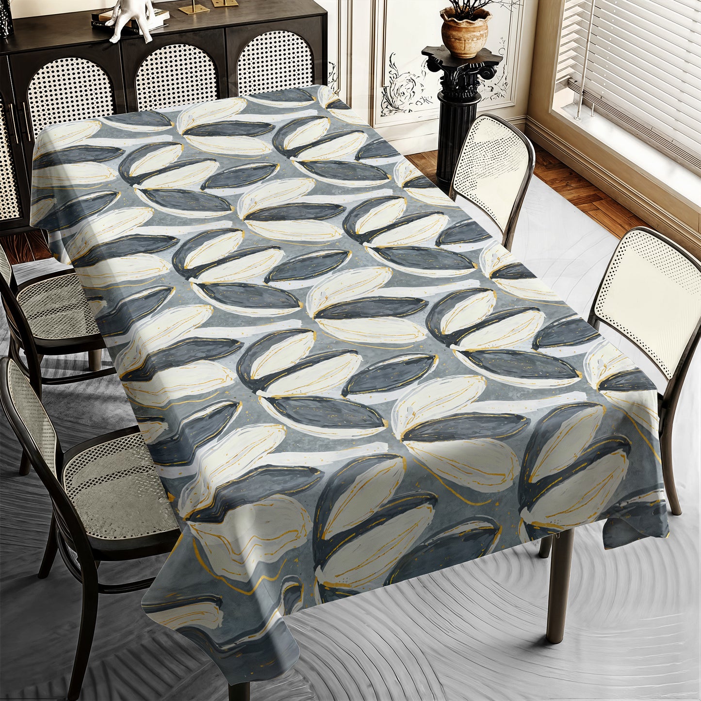 Painted Grey & White Tulips Rectangle Tablecloth