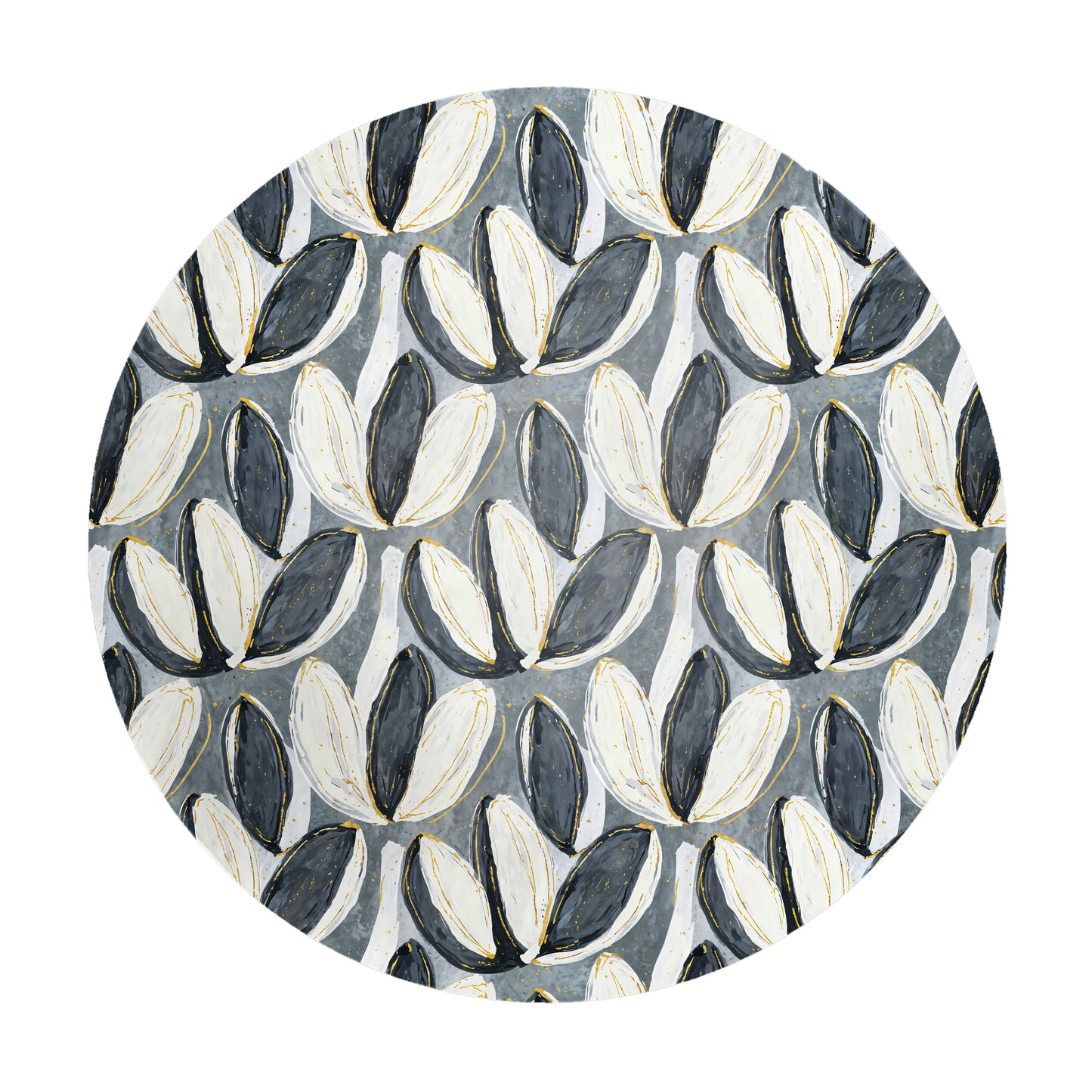 Painted Grey & White Tulips Round Tablecloth