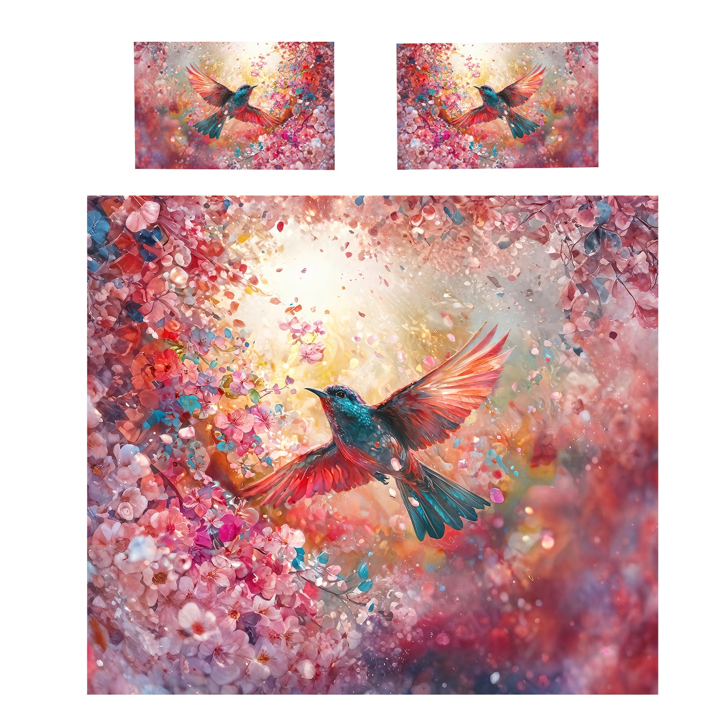 Painted Hummingbird Duvet Cover Set