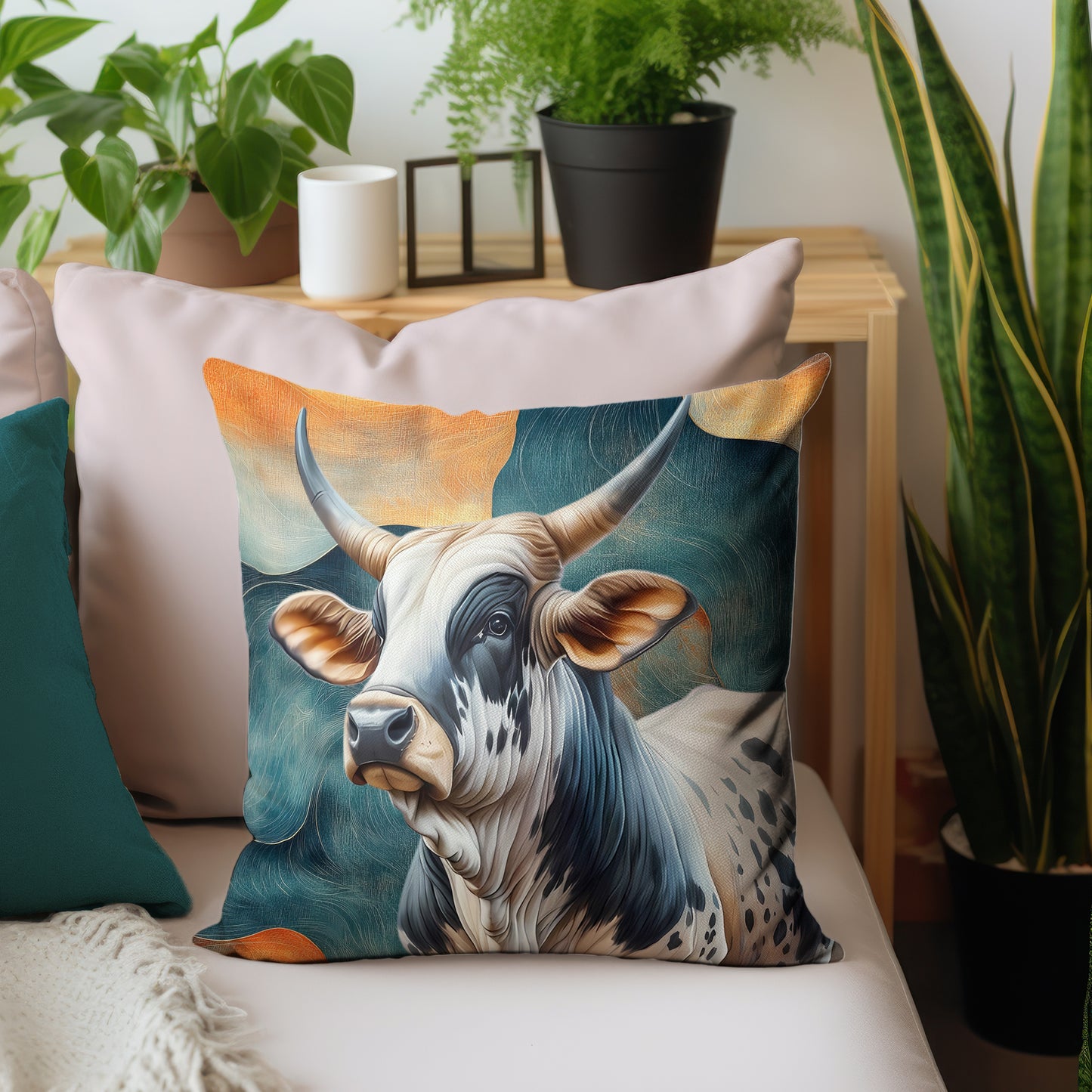 Painted Nguni Luxury Scatter by Mark van Vuuren