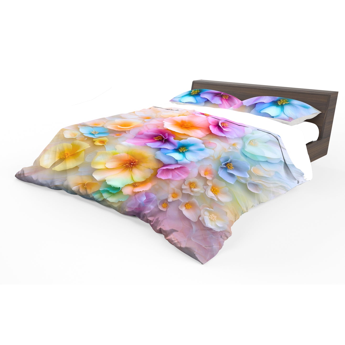 Painted Pastel Flowers Duvet Cover Set