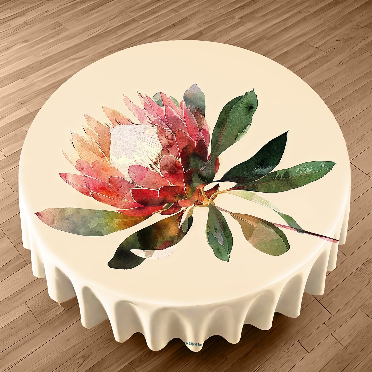 Painted Protea Round Tablecloth by Wikus Schalkwyk