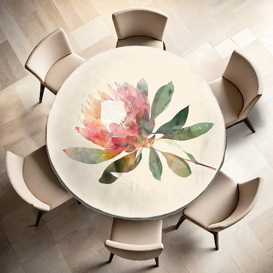 Painted Protea Round Tablecloth by Wikus Schalkwyk
