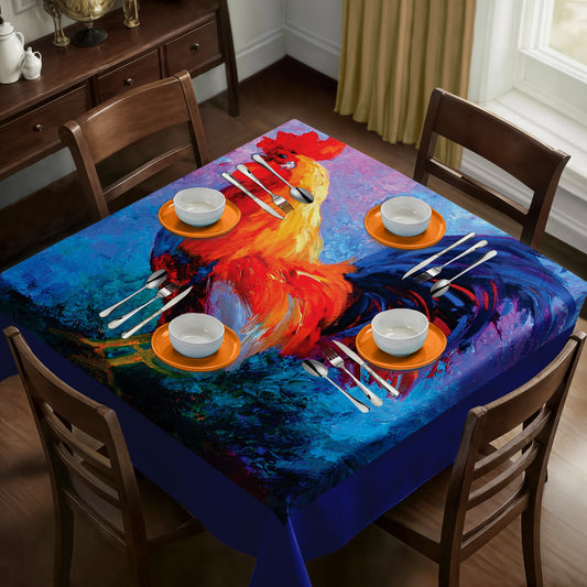 Painted Rooster Square Tablecloth