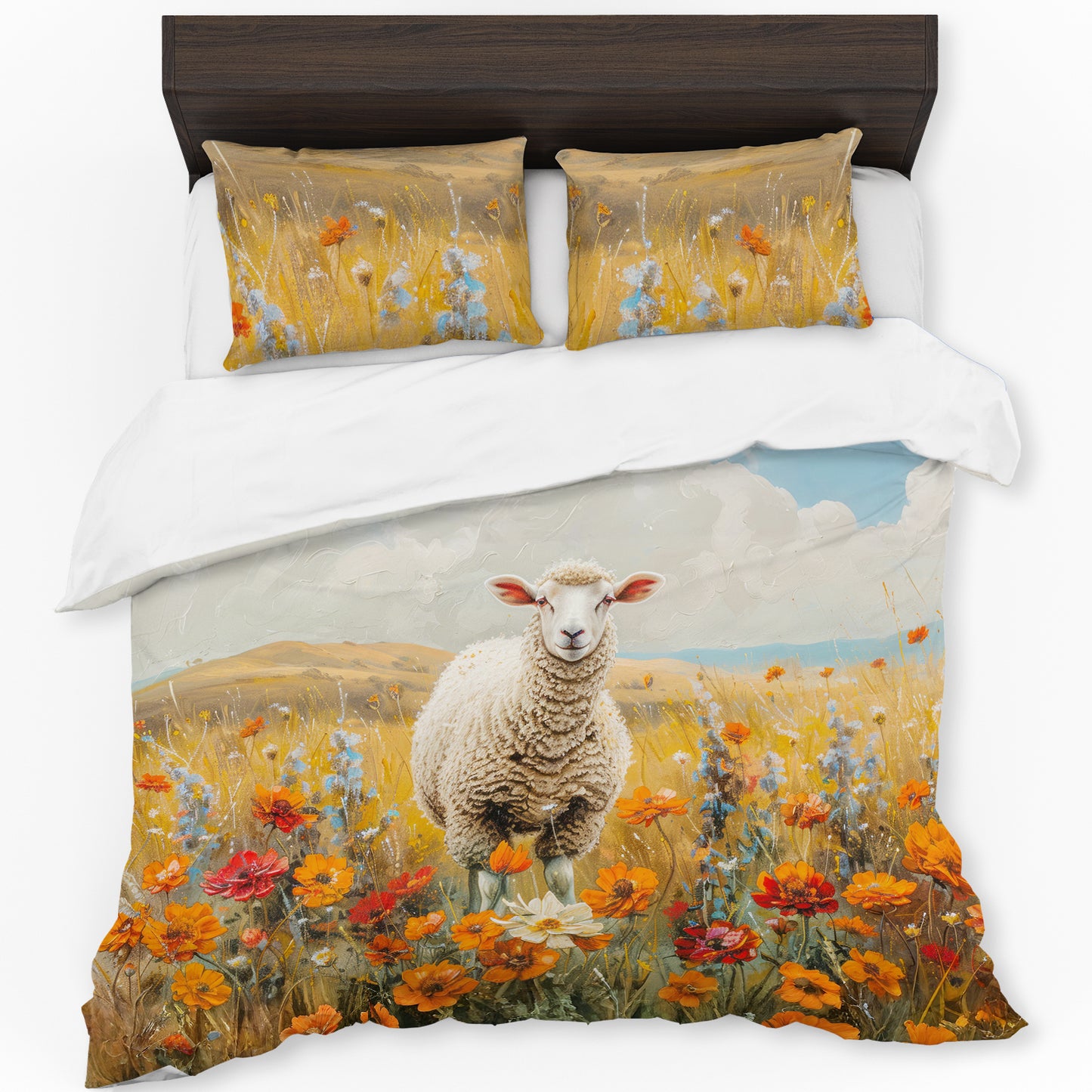 Painted Sheep on the Pasture Duvet Cover Set