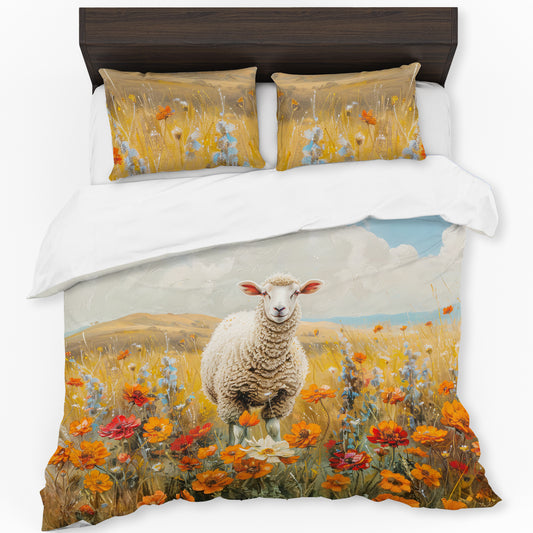 Painted Sheep on the Pasture Duvet Cover Set