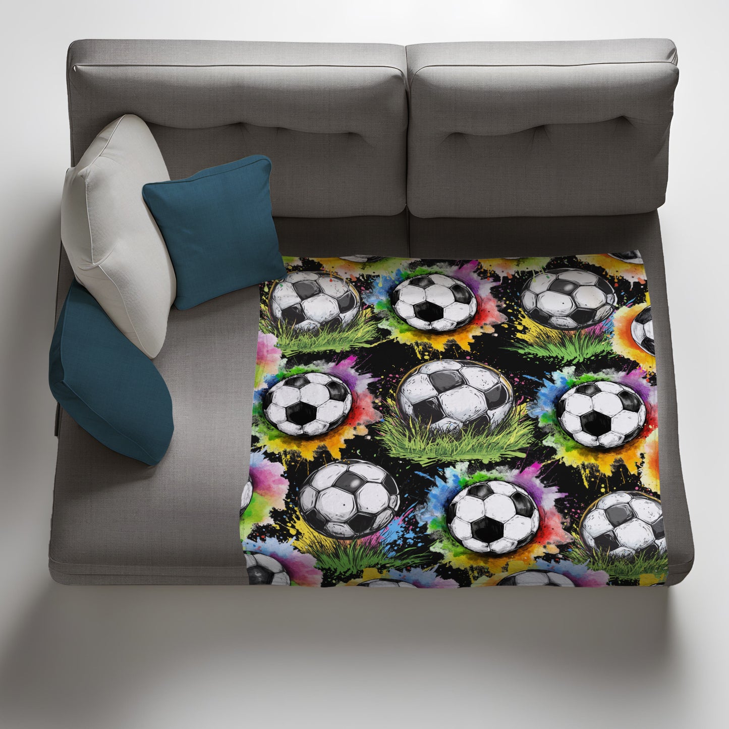 Painted Soccer Ball Light Weight Fleece Blanket by Mark van Vuuren