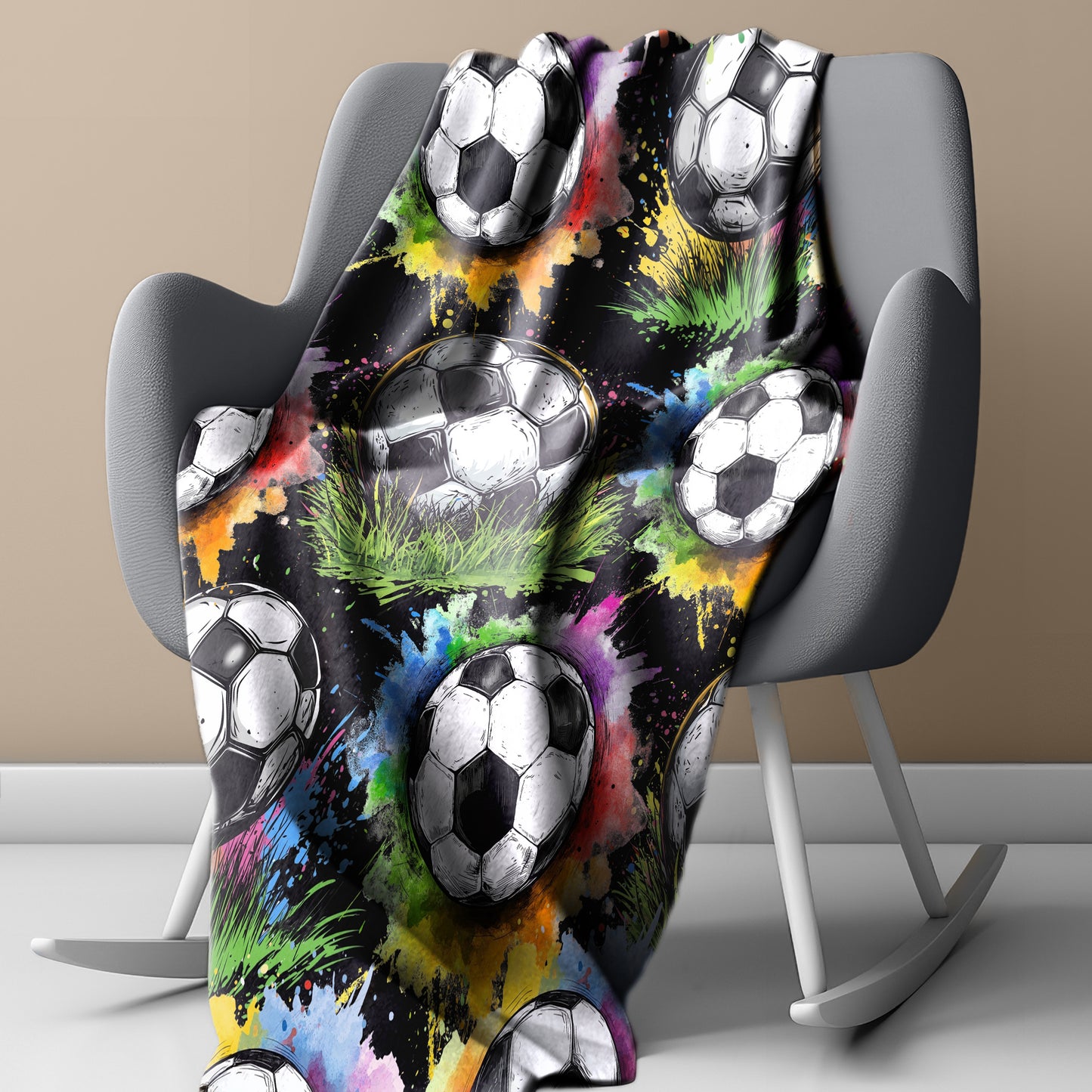 Painted Soccer Ball Light Weight Fleece Blanket by Mark van Vuuren