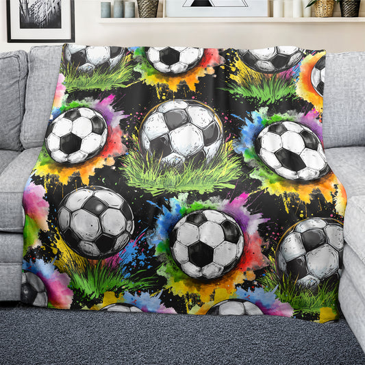 Painted Soccer Ball Light Weight Fleece Blanket by Mark van Vuuren
