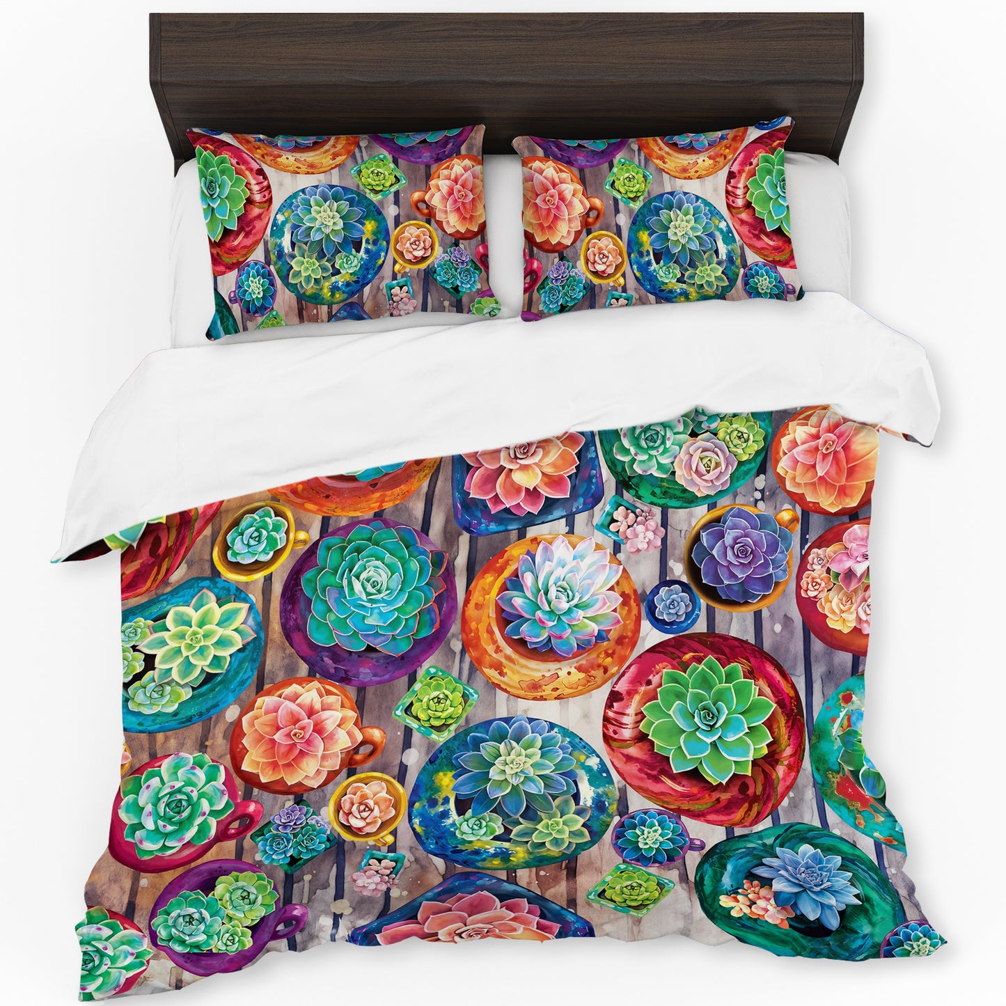 Painted Succulent Selection Duvet Cover Set