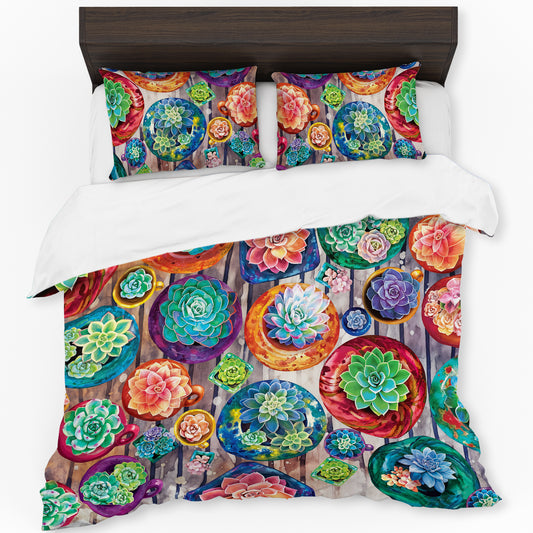 Painted Succulent Selection Duvet Cover Set