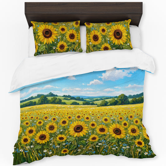 Painted Sunflower Field Duvet Cover Set