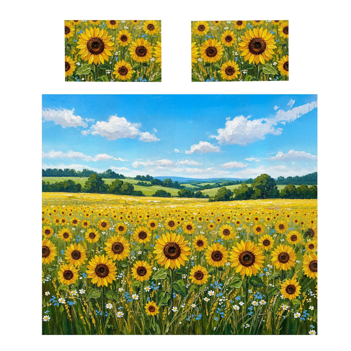 Painted Sunflower Field Duvet Cover Set