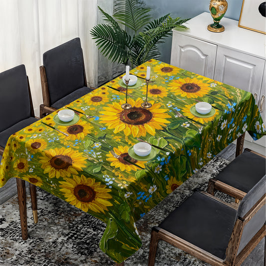 Painted Sunflower Field Rectangle Tablecloth
