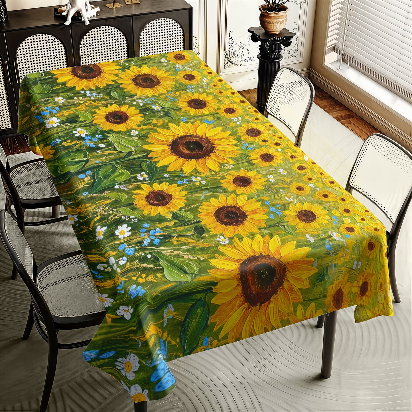 Painted Sunflower Field Rectangle Tablecloth
