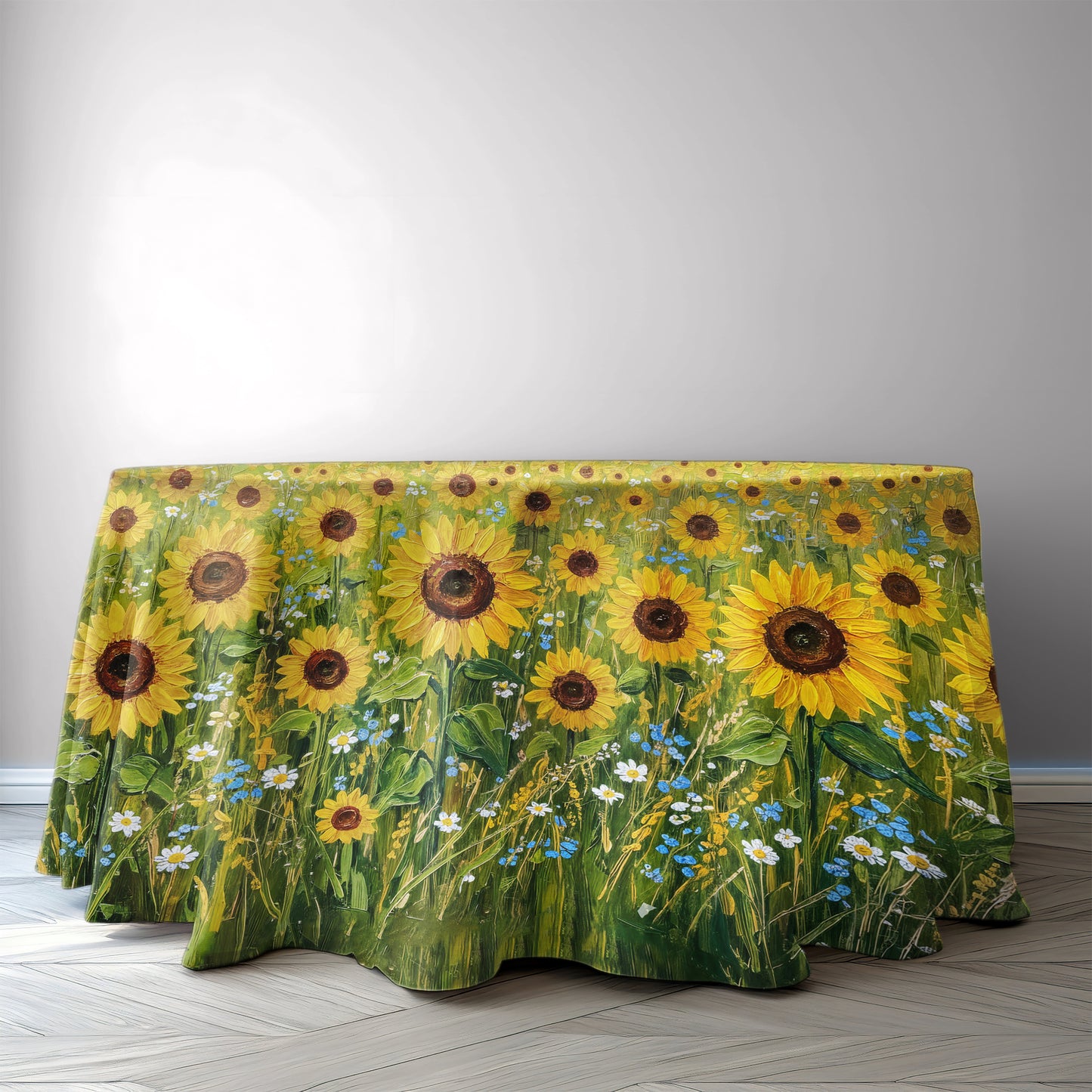 Painted Sunflower Field 2,3m Round Tablecloth