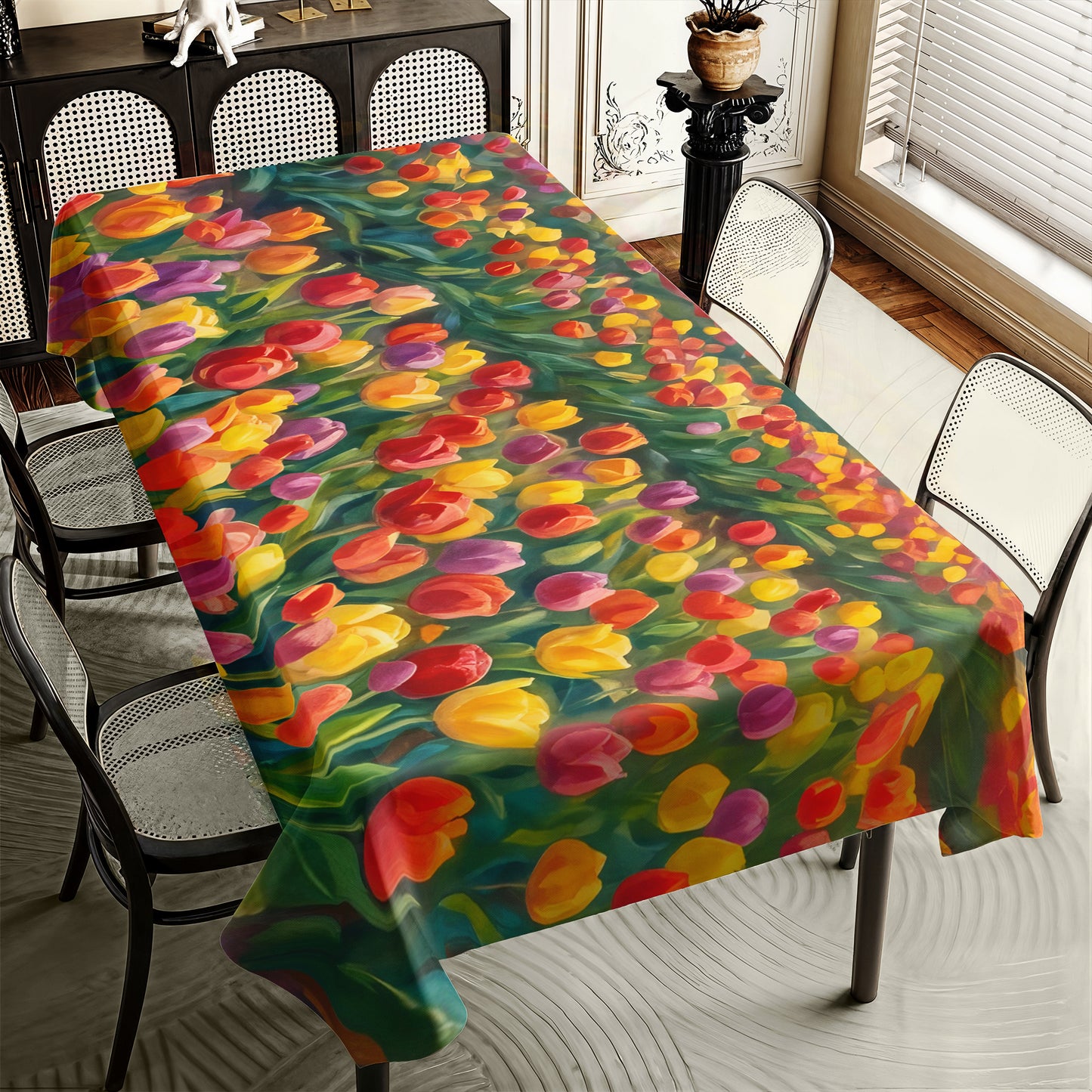 Painted Tulips Rectangle Tablecloth