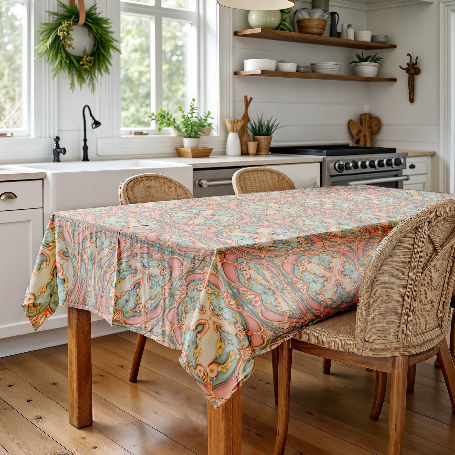 Painted Victorian Hall of Blossoms Rectangle Tablecloth