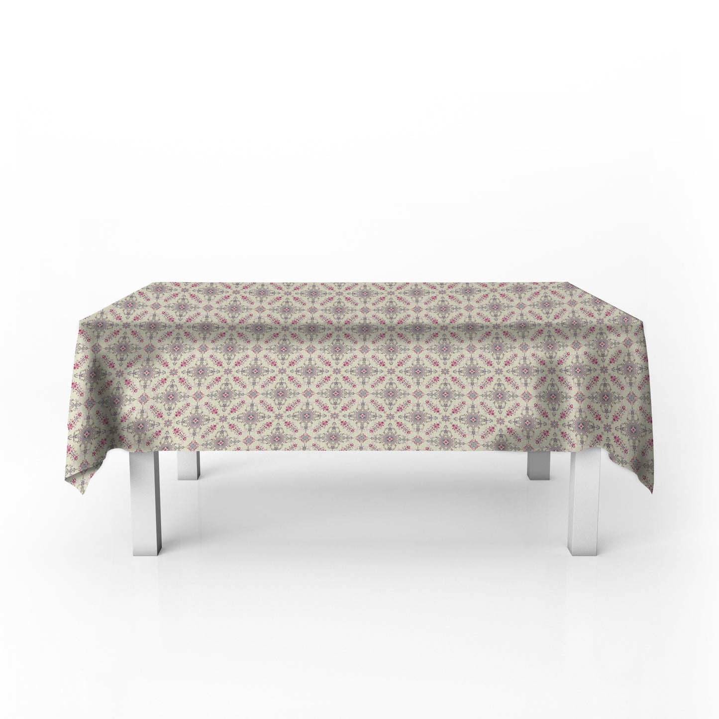 Painted Victorian Ivory & Ink Rectangle Tablecloth