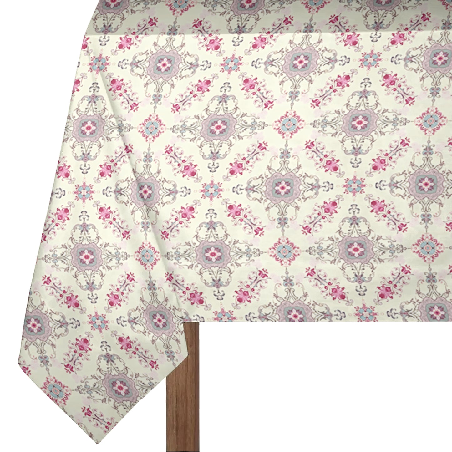 Painted Victorian Ivory & Ink Rectangle Tablecloth