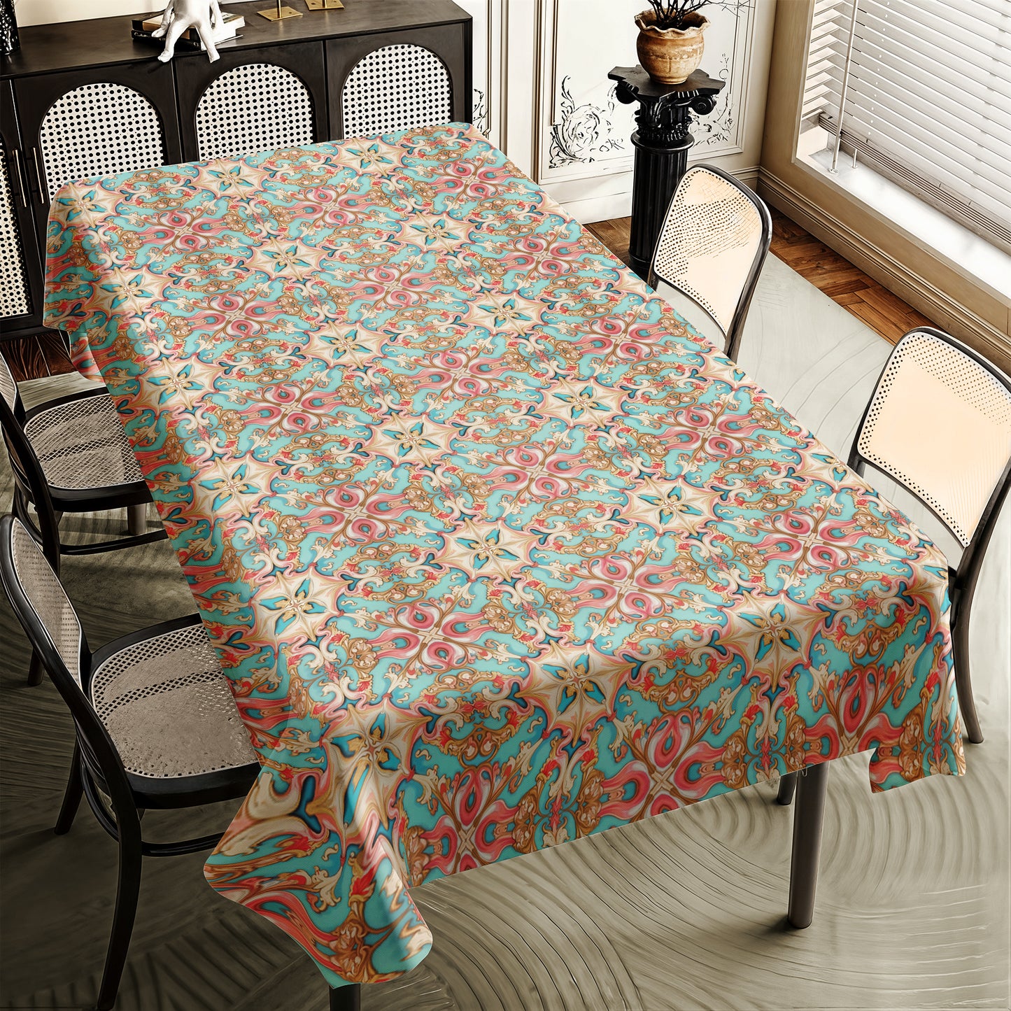Painted Victorian Rosewood Parlor Rectangle Tablecloth
