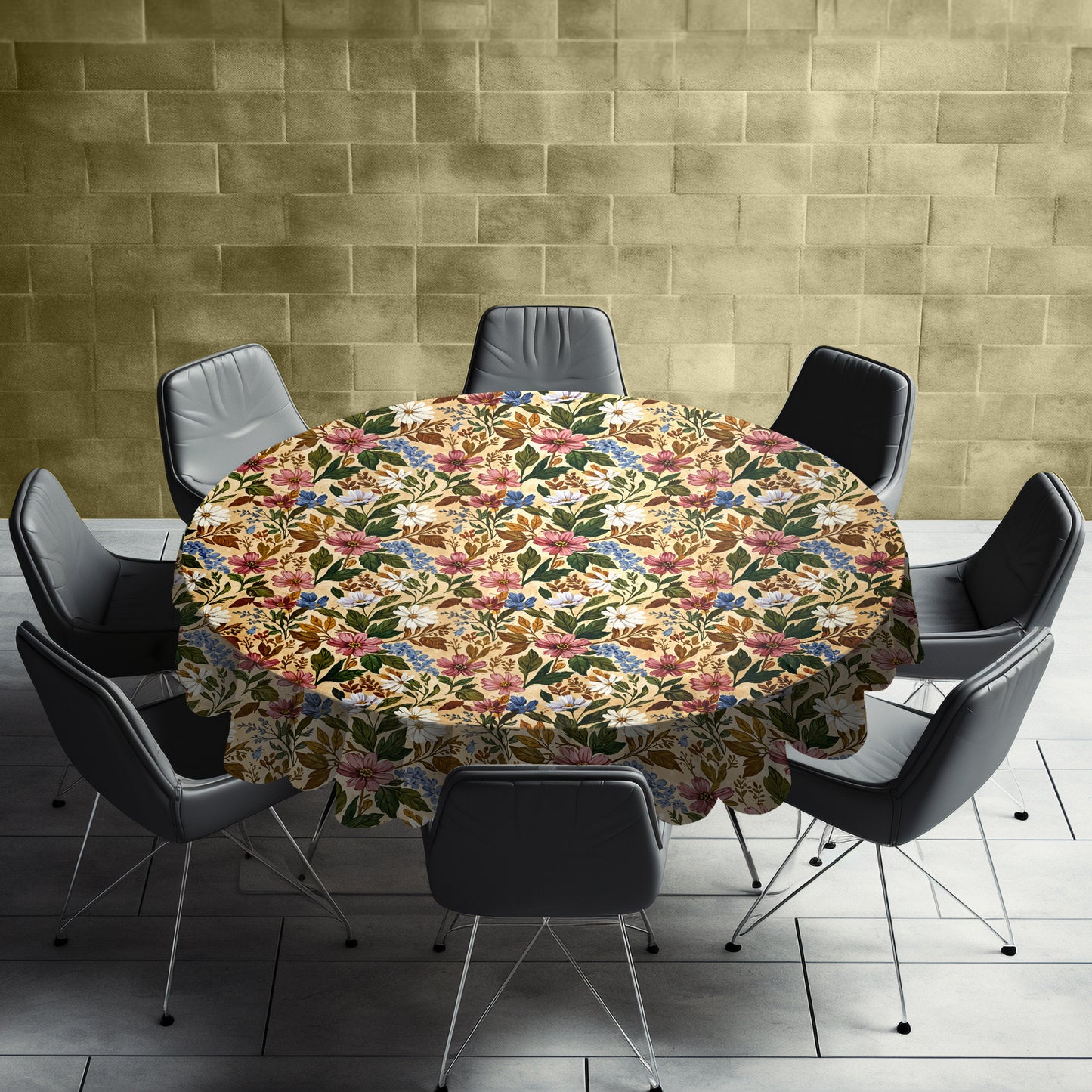 Painted Wild Flower Round Tablecloth
