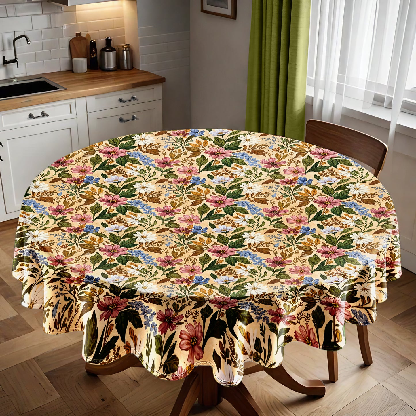 Painted Wild Flower Round Tablecloth