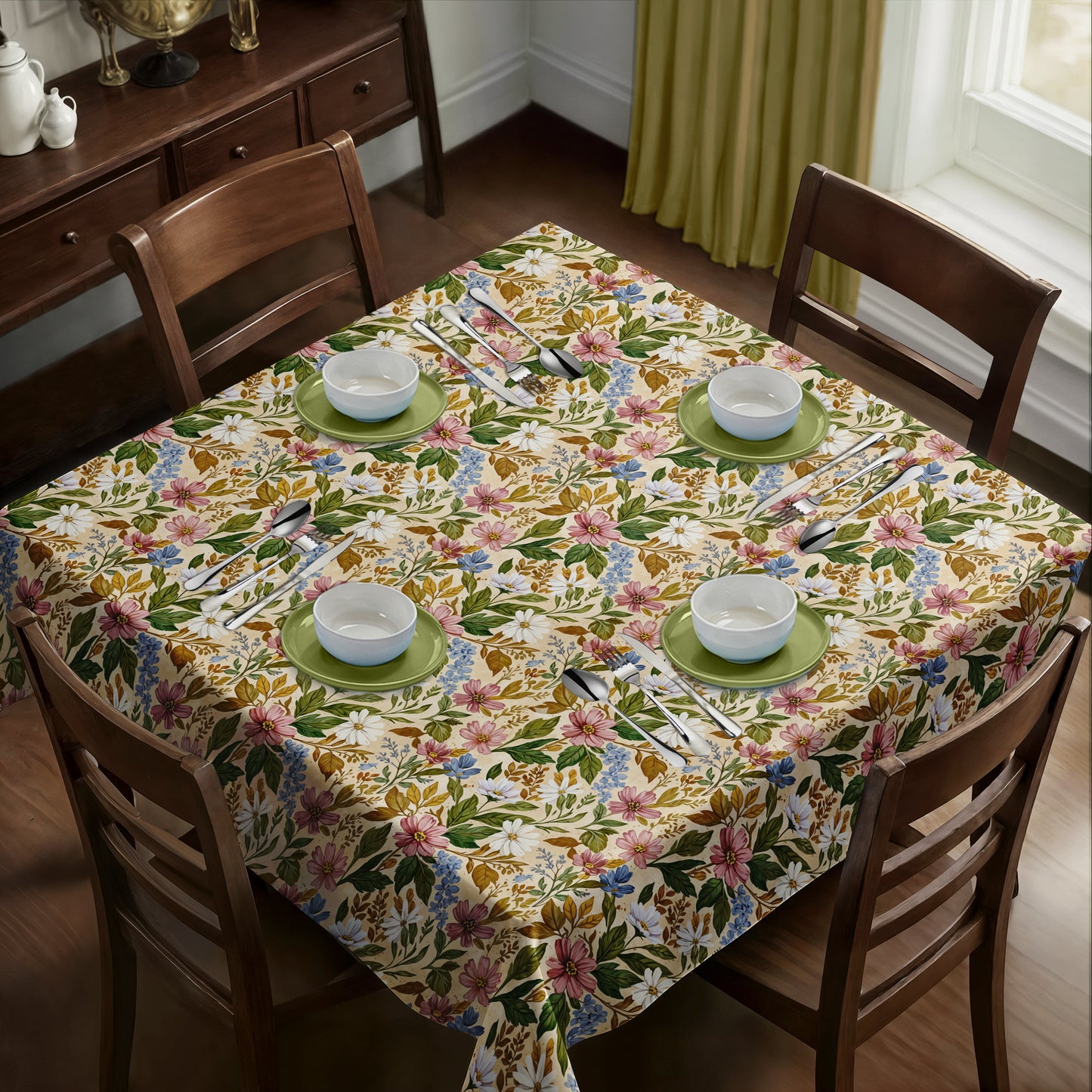 Painted Wild Flower Square Tablecloth