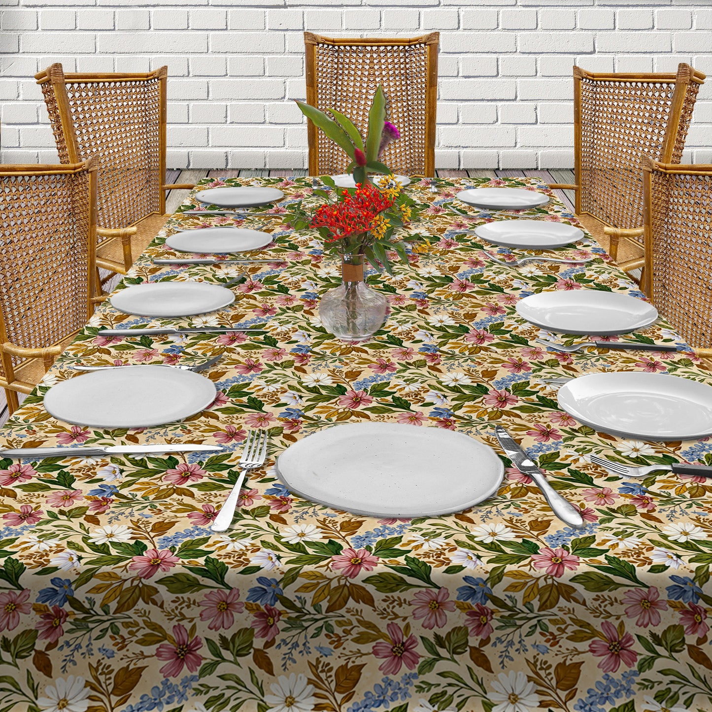 Painted Wild Flowers 3m Rectangle Tablecloth