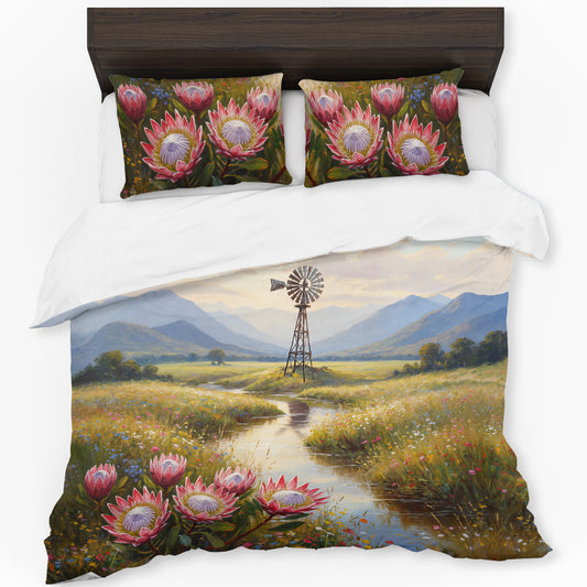 Painted Windmill Protea & Mountains Duvet Cover Set
