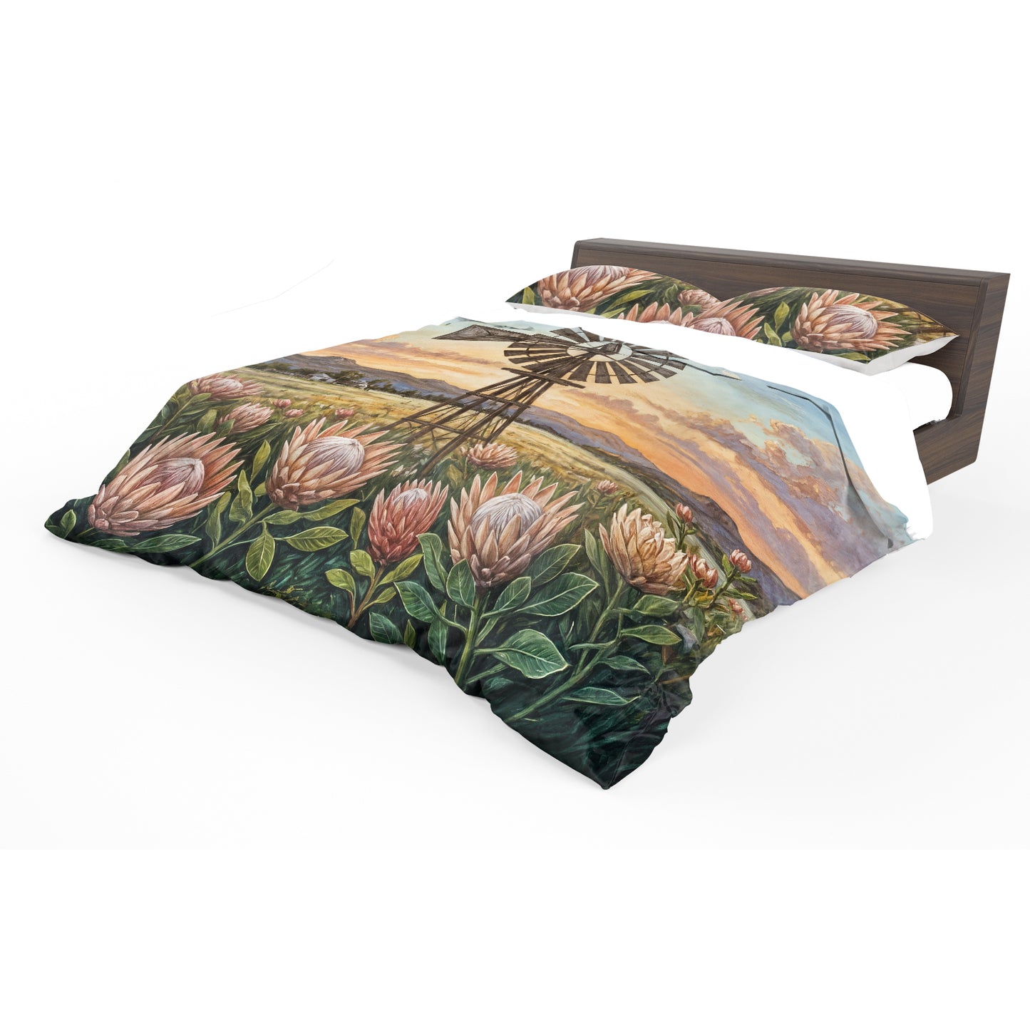 Painted Windmill & Protea Sunset Duvet Cover Set