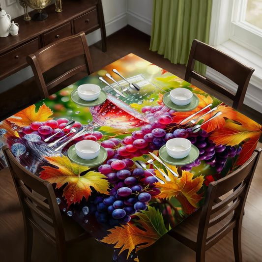 Painted Wine Harvest Square Tablecloth