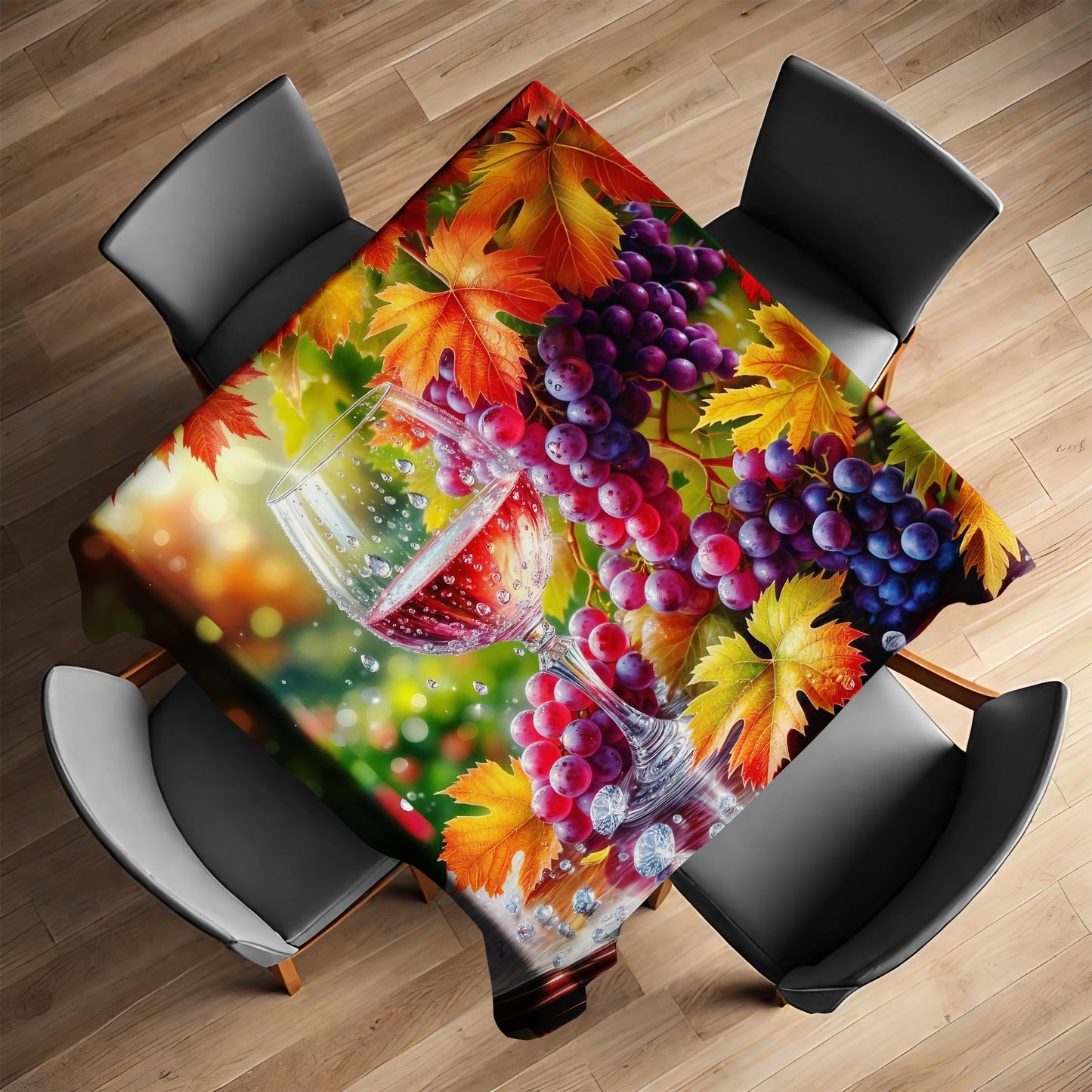 Painted Wine Harvest Square Tablecloth