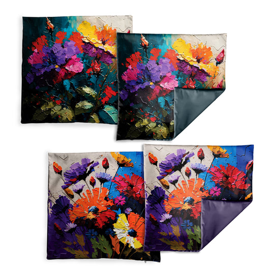 Palette Knife Painted Flowers Luxury Scatter Covers (Set of 4)