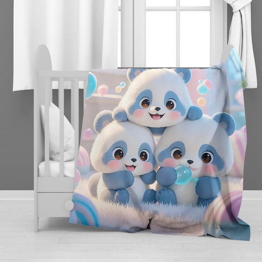 Panda Puff Minky Blanket
