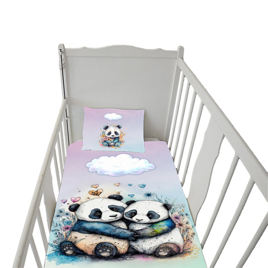 Pandas Pair Cot Duvet Set