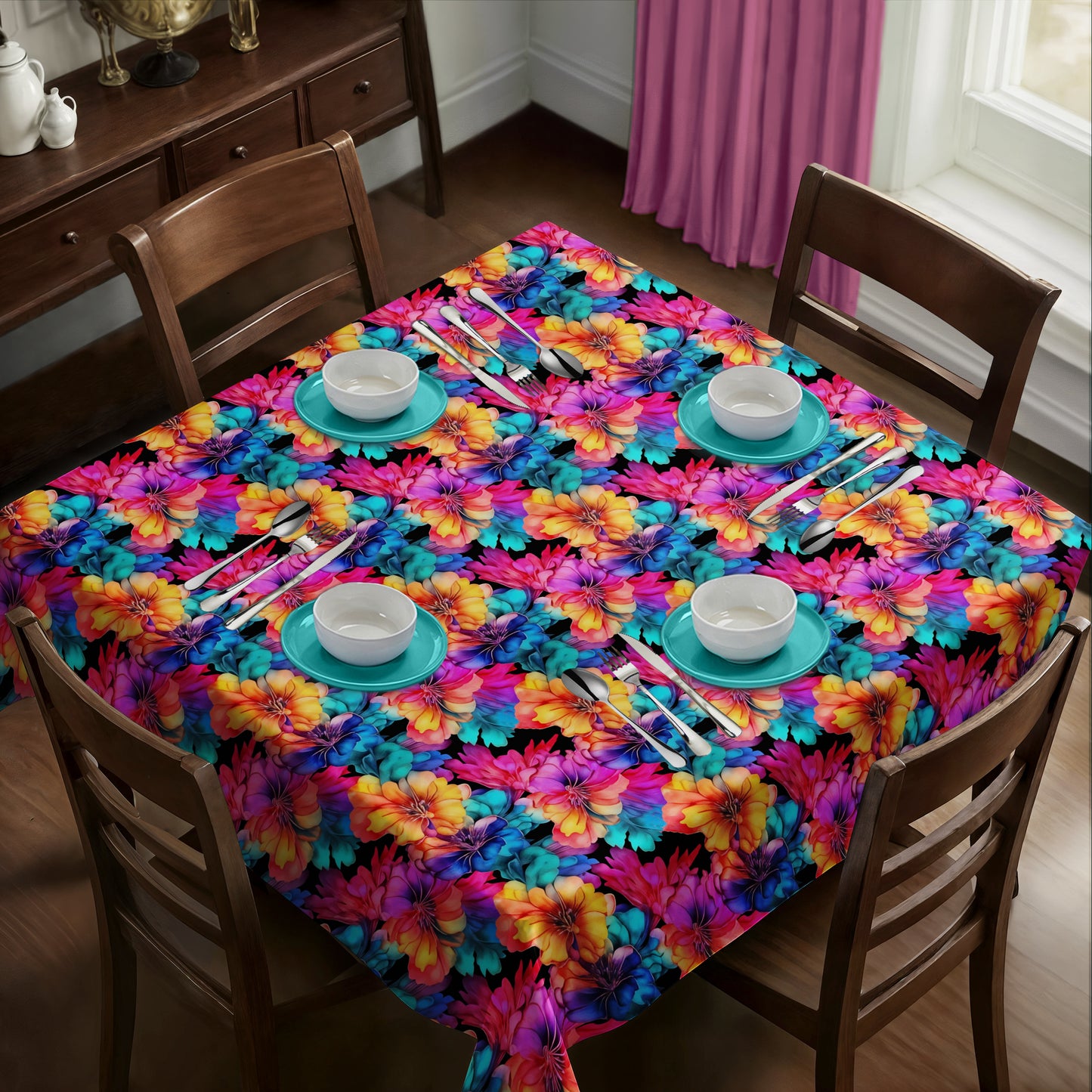 Paradise Peonies Square Tablecloth
