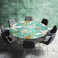 Pastel Teal Leaf Vines Round Tablecloth by Mark van Vuuren