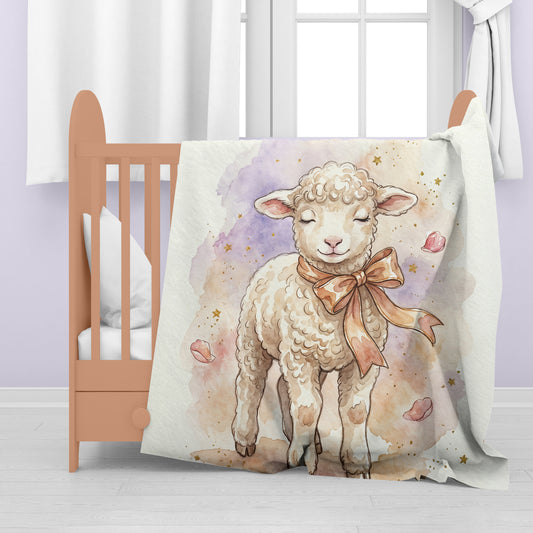 Pastel Baby Lamb Baby Fleece Blanket