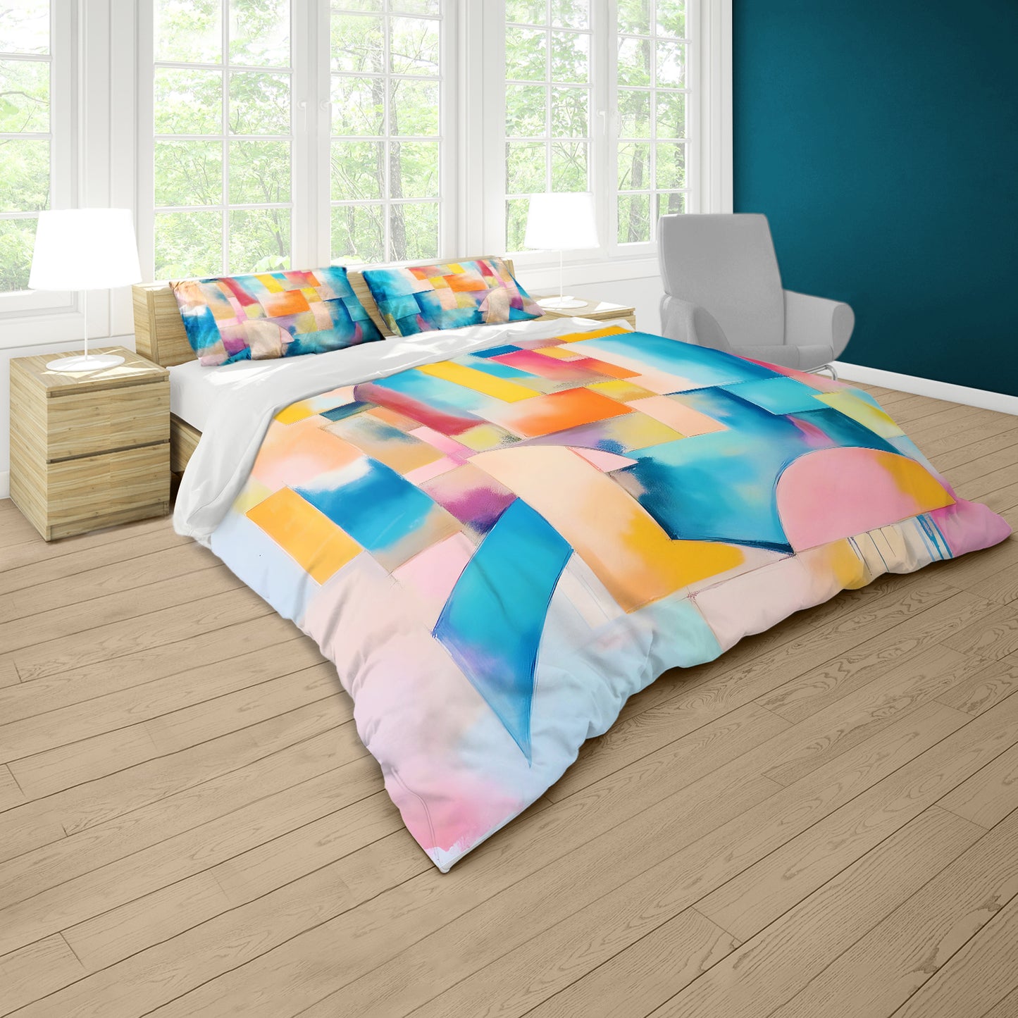 Pastel Blended Cubism Duvet Cover Set
