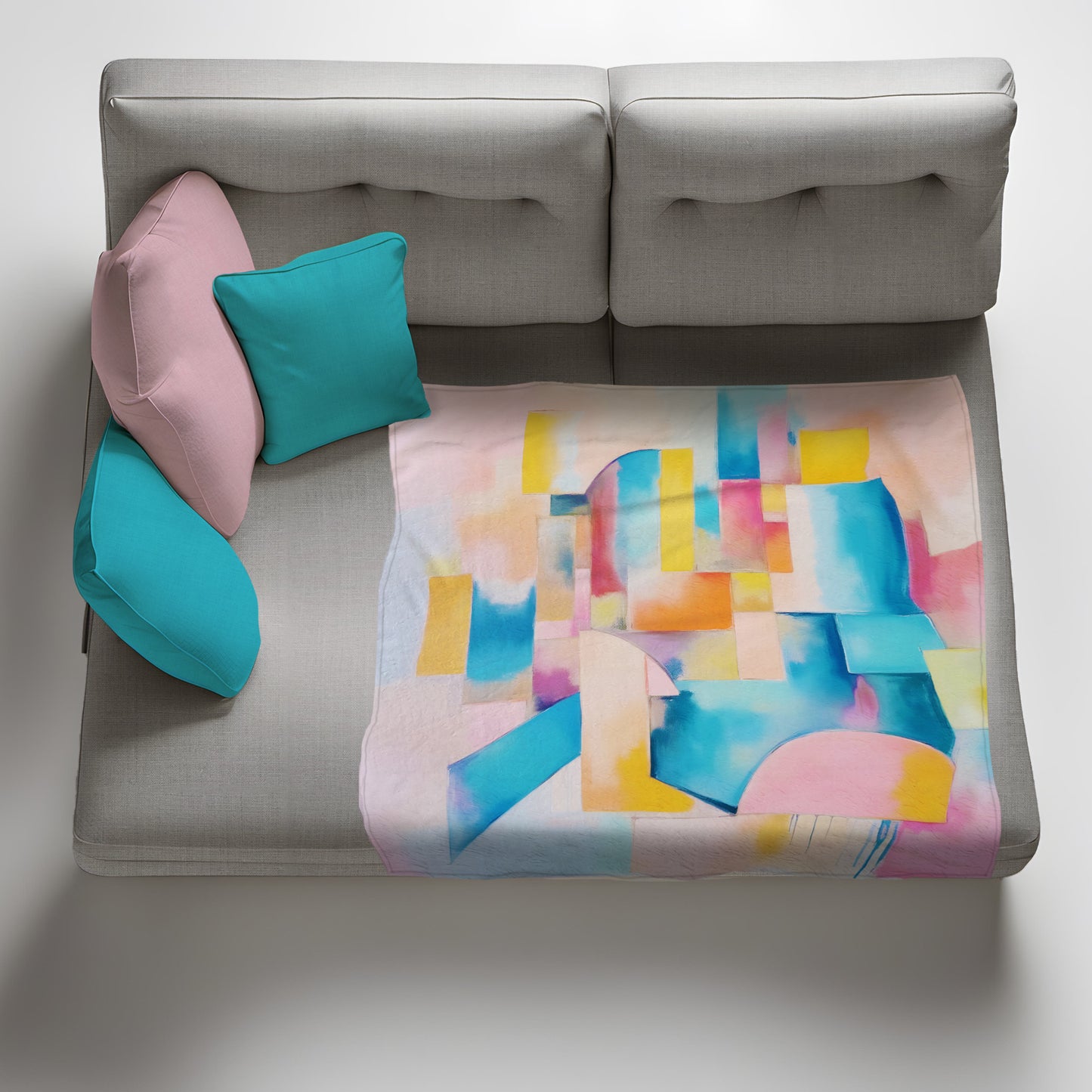 Pastel Blended Cubism Light Weight Fleece Blanket