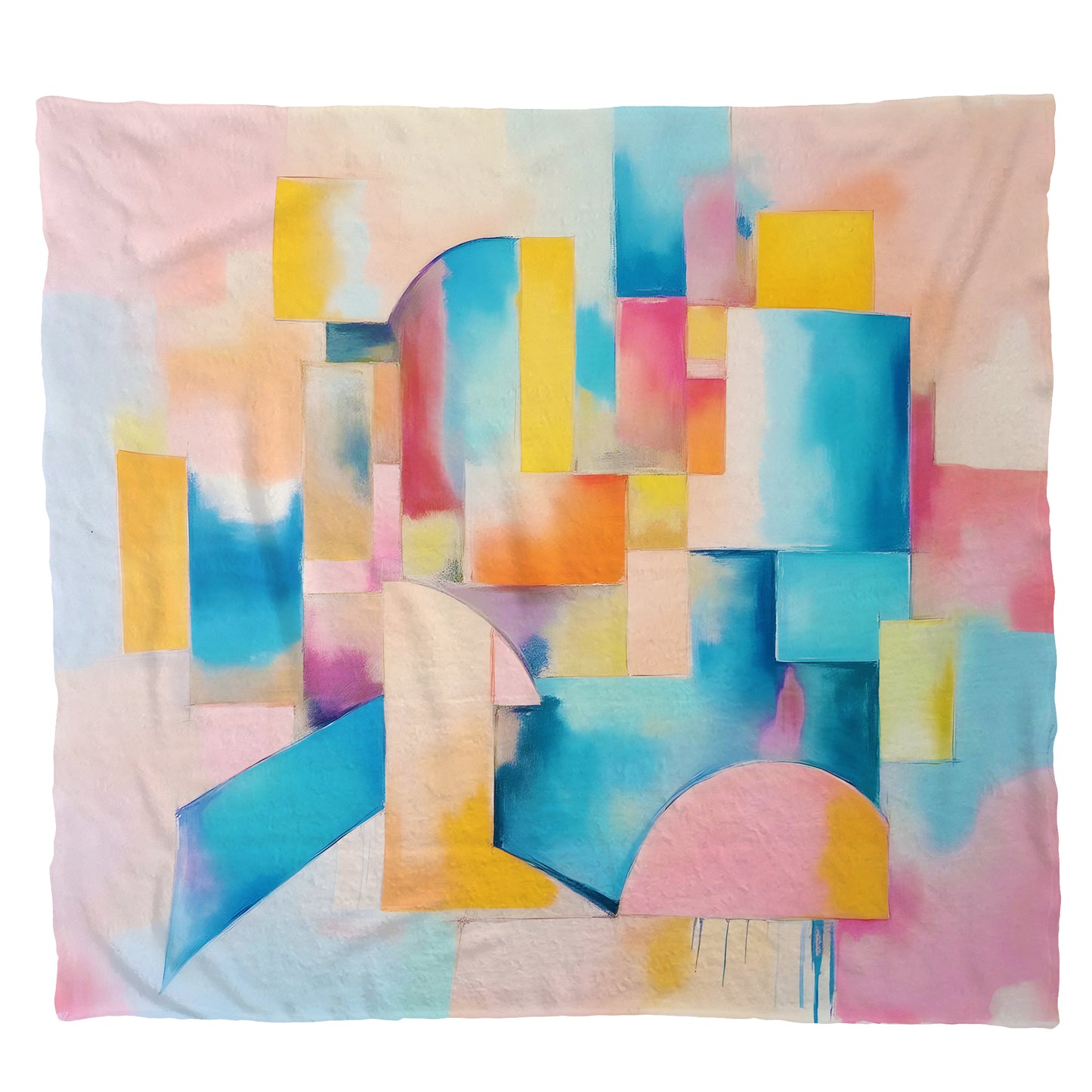 Pastel Blended Cubism Light Weight Fleece Blanket