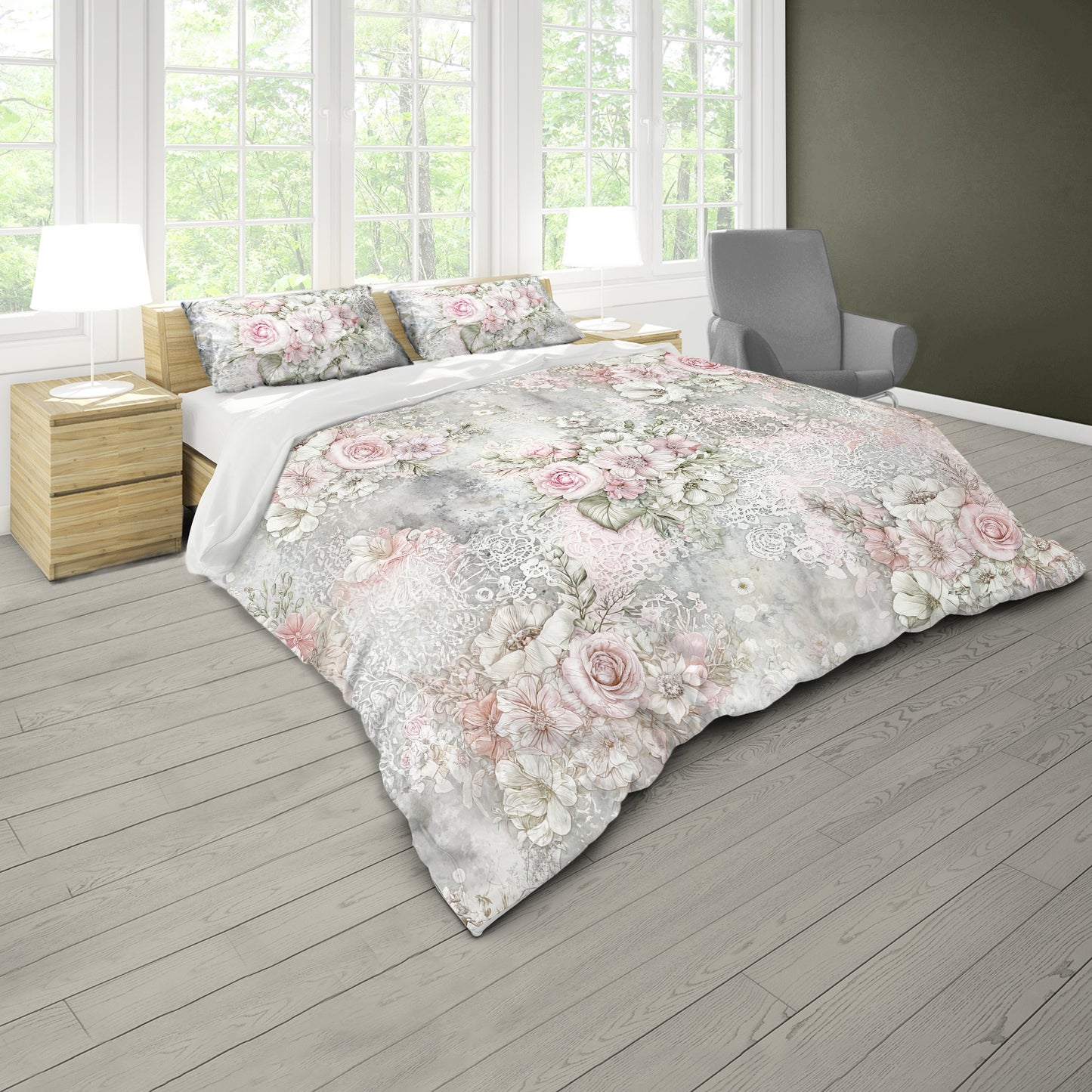 Pastel Bouquets Duvet Cover Set
